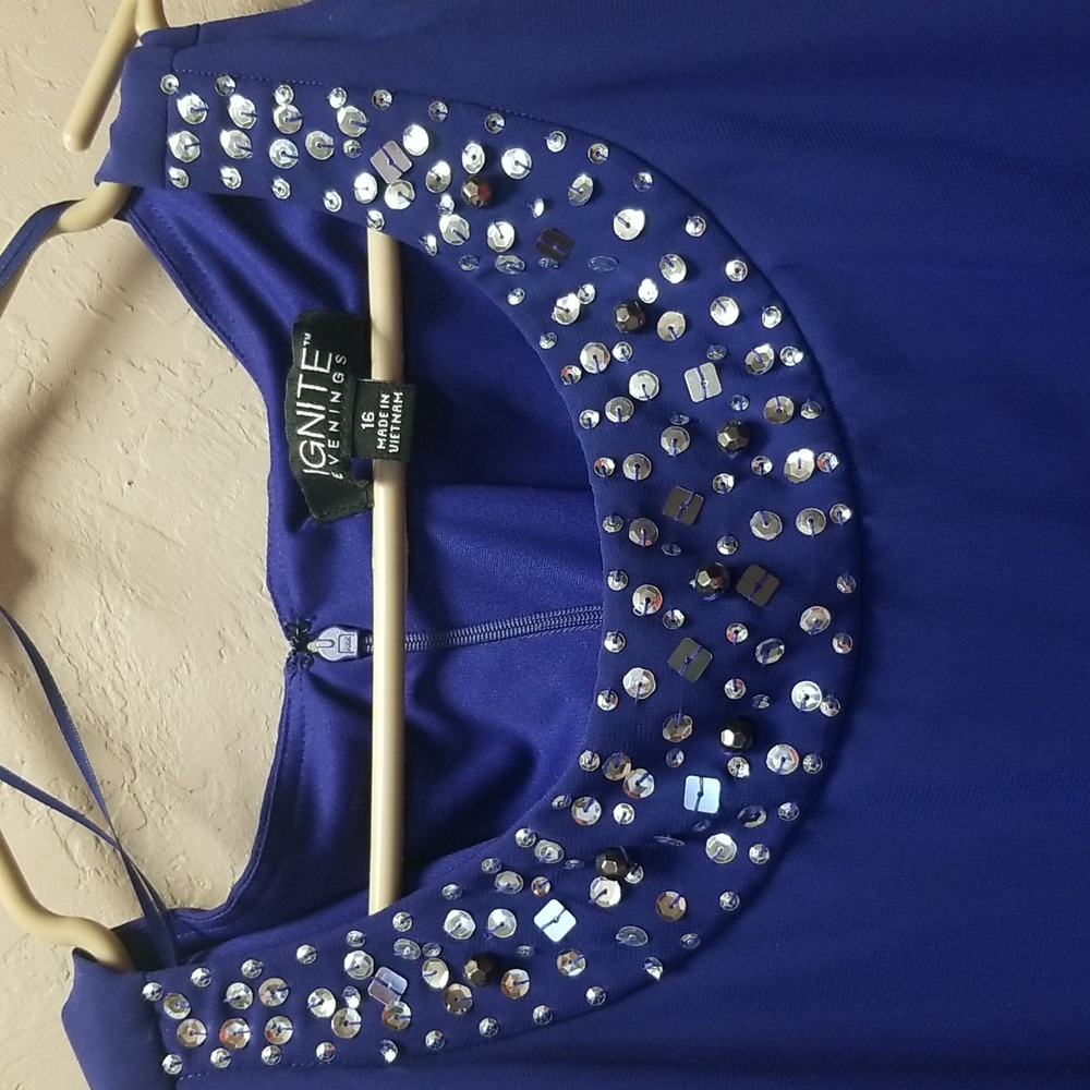 💥60% OFF IGNITE EVENINGS💥 Sz 16, Iris Blue 2 pc.Formal, NWT, Rhinestones #2507 - Picture 3 of 7